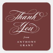 Sticker Carré Maroon Elegant Script Graduation Merci (Devant)