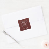 Sticker Carré Maroon Elegant Script Mariage Merci (Enveloppe)