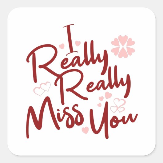 Sticker Carré Maroon I really really miss you hearts (Devant)