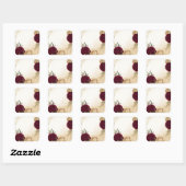 Sticker Carré Maroon vert beige or botanique mariage (Feuille)
