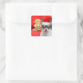 Sticker Carré Marque cadeau de Noël Chihuahua (Sac)