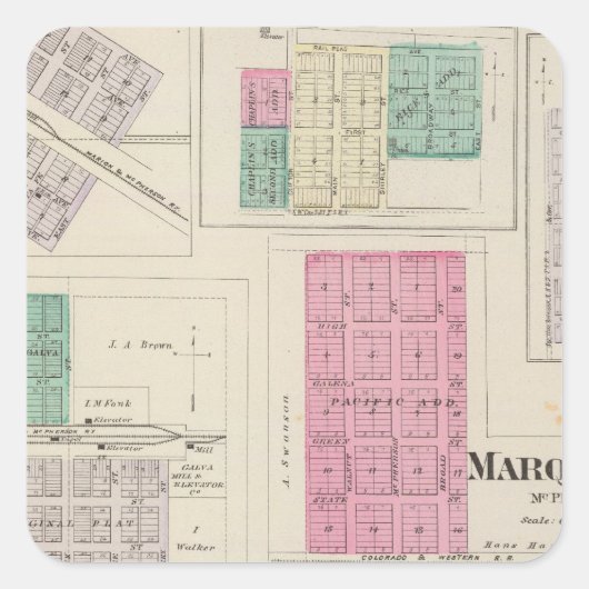 Sticker Carré Marquette, Conway, Galva, Elyria, Ames, Kansas (Devant)