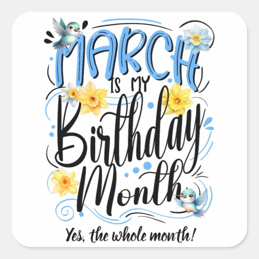 Sticker Carré Mars est mon mois d'anniversaire, Mars Vibes (Devant)