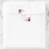 Sticker Carré Marsala de Bourgogne rustique et Mariage floral ro (Sac)