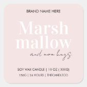 Sticker Carré Marshmallow & Mom Hugs | Élégante bougie rose (Devant)
