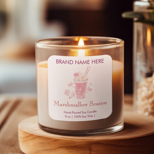 Sticker Carré Marshmallow Season | Pink Candle Labels