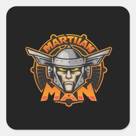 Sticker Carré Martian Man Futuristic Logo Art (Devant)