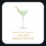 Sticker Carré Martini Cocktail Mariage Faveur Fête des mariées<br><div class="desc">Ce sticker de douche nuptiale est décoré d'une aquarelle représentant un verre à martini. Customisez avec vos informations et changez tout libellé pour convenir à votre événement.</div>