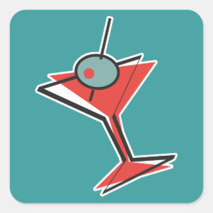 Sticker Carré martini olive rétro