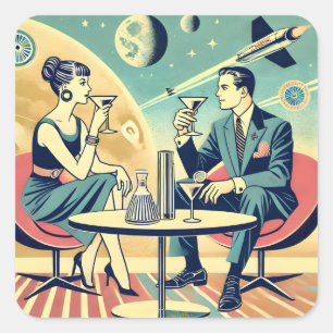 Sticker Carré Martini Space Travel Affiches de l'équipage de con