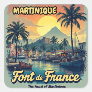 Sticker Carré Martinique Fort-de-France Vintage