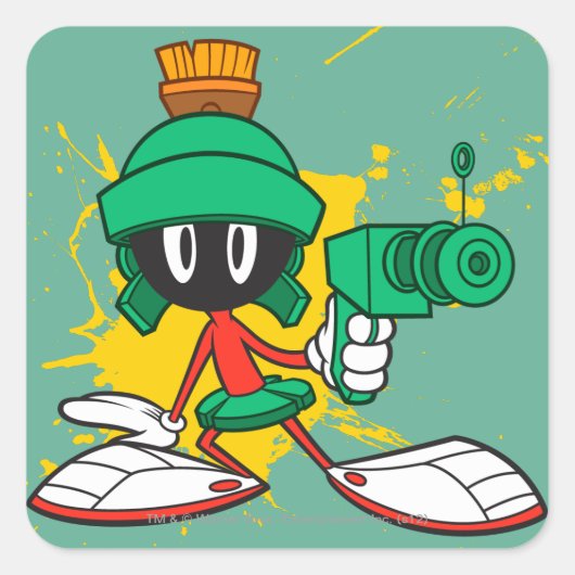 Sticker Carré MARVIN LE MARTIAN™ avec laser (Devant)
