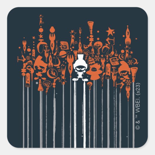 Sticker Carré MARVIN THE MARTIAN™ Armes de destruction massive (Devant)