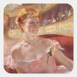 Sticker Carré Mary Cassatt - Femme au collier de perles dans une