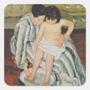 Sticker Carré Mary Cassatt Peinture sur le bain de l'enfant