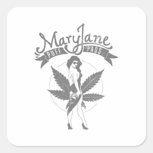Sticker Carré Mary Jane Puff Pass Femme Artwork gris (Devant)