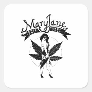 Sticker Carré Mary Jane Puff Pass Oeuvre féminine Noir