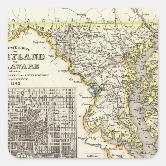 Sticker Carré Maryland, Delaware (Devant)