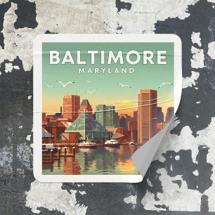 Sticker Carré Maryland vintage Baltimore