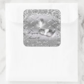 Sticker Carré Mascarade d'argent Mascarade Masque élégant bal fê (Sac)