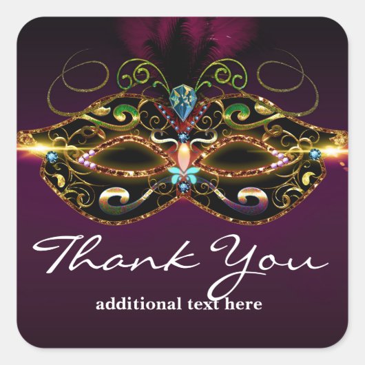 Sticker Carré Mascarade violet Mascarade Masque élégant Parti Fa (Devant)