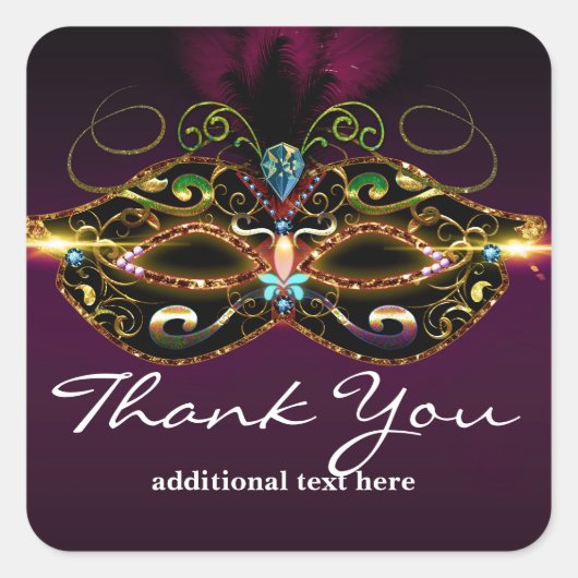 Sticker Carré Mascarade violet Mascarade Masque élégant Parti Fa (Devant)