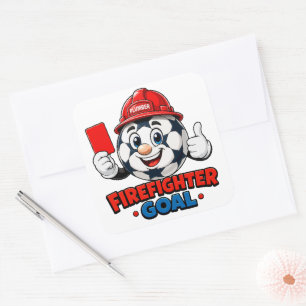 Sticker Carré Mascotte d'arbitre de football pompier