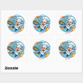 Sticker Carré Mascotte de chef drôle (Feuille)