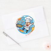 Sticker Carré Mascotte de chef drôle (Enveloppe)