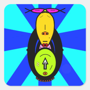Sticker Carré Mascotte de dessin animé de singe drôle