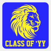 Sticker Carré Mascotte de lion Bleu et Jaune Gradué (Devant)