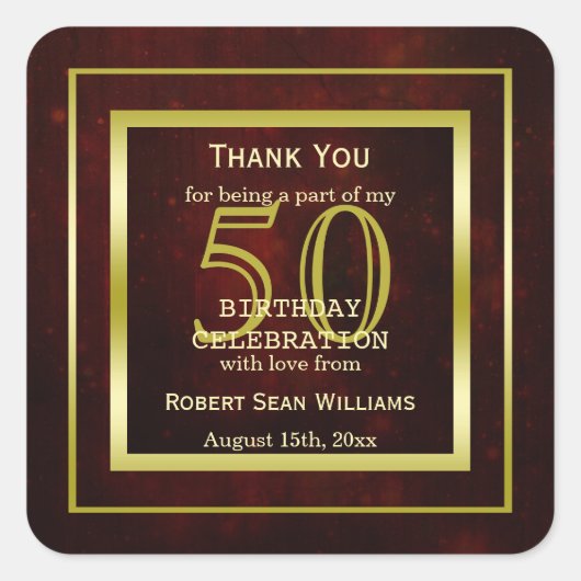 Sticker Carré Masculine Double Gold Frame 50e anniversaire (Devant)