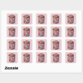 Sticker Carré Mason Jar de Valentine Word Candy (Feuille)