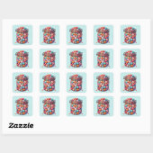 Sticker Carré Mason Jar de Valentine Word Candy (Feuille)