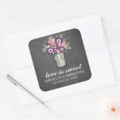 Sticker Carré Mason Jar Floral Mariage (Enveloppe)