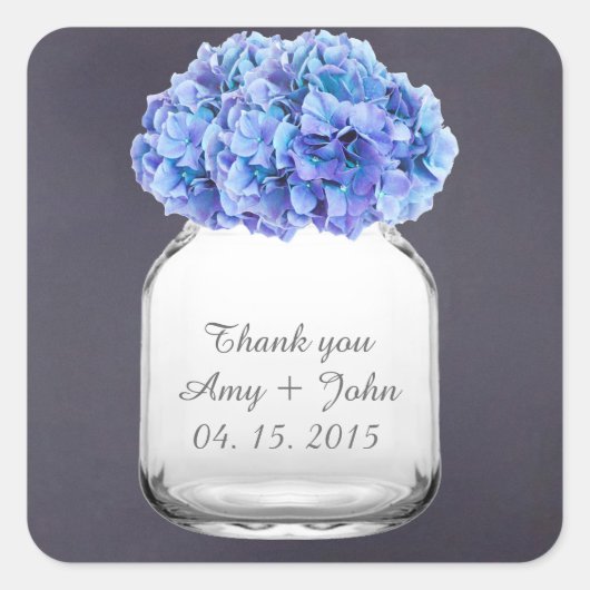 Sticker Carré Mason jar hydrangea mariage faveurs hydrangea7 (Devant)
