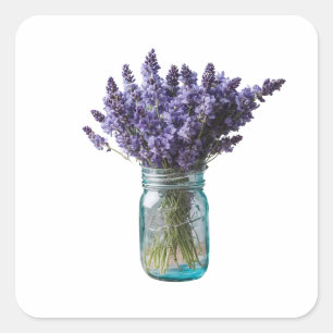 Sticker Carré Mason Jar Lavenders
