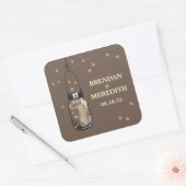 Sticker Carré Mason Jars avec Mariage de lucioles (Enveloppe)