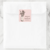 Sticker Carré Mason Jars et Mariage Fleur sauvage (Sac)