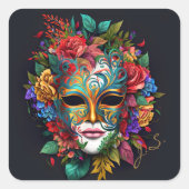 Sticker Carré Masque carnaval Floral Brésilien (Devant)