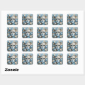 Sticker Carré Masque de carnaval bleu et or (Feuille)