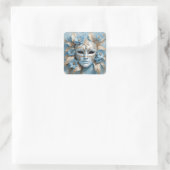 Sticker Carré Masque de carnaval bleu et or (Sac)