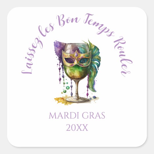 Sticker Carré Masque de Mardi Gras blanc (Devant)