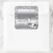 Sticker Carré Masque de masquerade argentée Élégant bal Fête d'a (Sac)