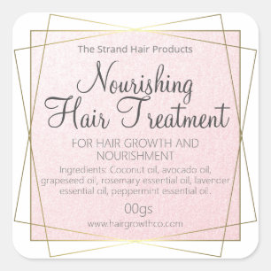 Sticker Carré Masque De Traitement Des Cheveux Rose Et Or