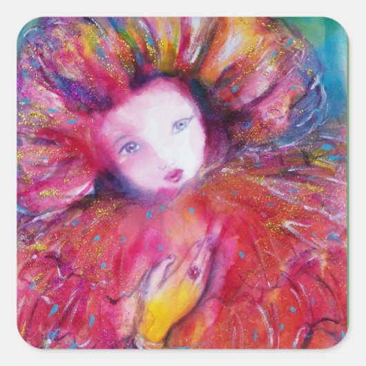 STICKER CARRÉ MASQUE EN ROUGE (Devant)