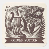 Sticker Carré Masque et Harpe Vintages modifiables (Devant)