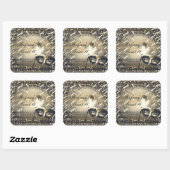 Sticker Carré Masque or blanc et bronze Masquerade Masque fête d (Feuille)