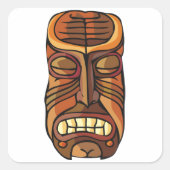 Sticker Carré Masque Tiki Tribal Style Polynésien (Devant)