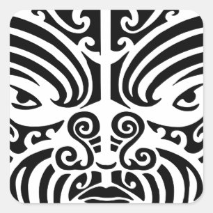 Sticker Carré Masque tribal maori de tatouage